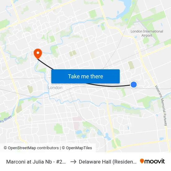 Marconi at Julia Nb - #2667 to Delaware Hall (Residence) map