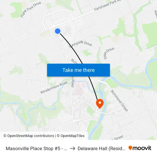 Masonville Place Stop #5 - #1144 to Delaware Hall (Residence) map