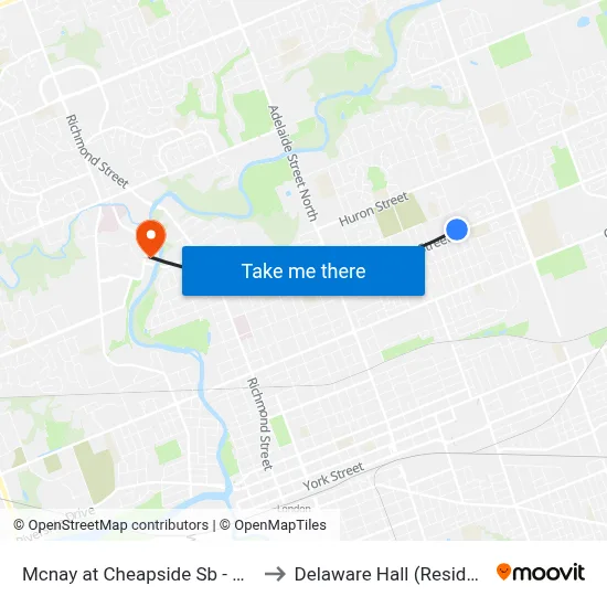 Mcnay at Cheapside Sb - #1155 to Delaware Hall (Residence) map