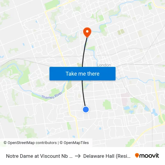 Notre Dame at Viscount Nb - #2592 to Delaware Hall (Residence) map