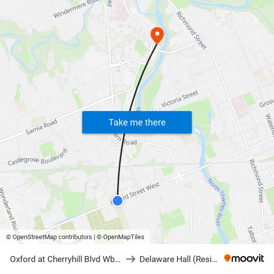 Oxford at Cherryhill Blvd Wb - #1271 to Delaware Hall (Residence) map