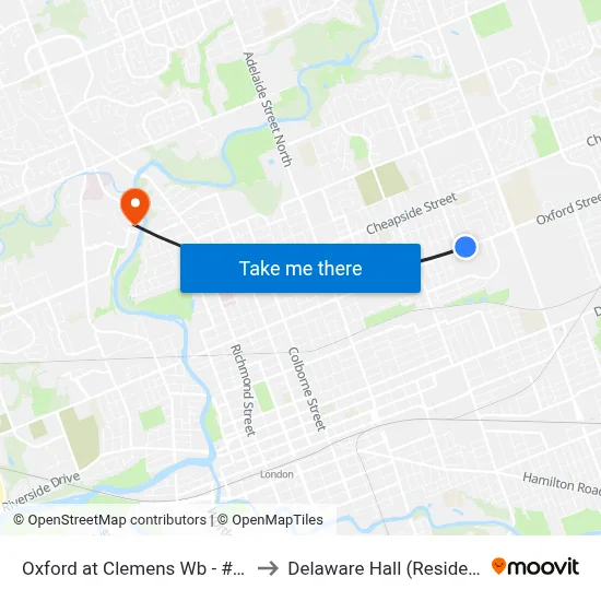 Oxford at Clemens Wb - #1279 to Delaware Hall (Residence) map