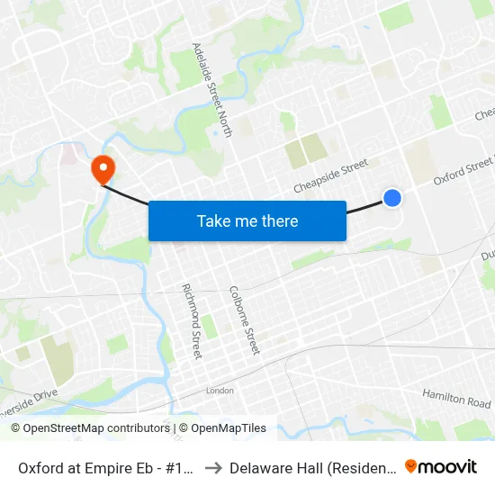 Oxford at Empire Eb - #1289 to Delaware Hall (Residence) map