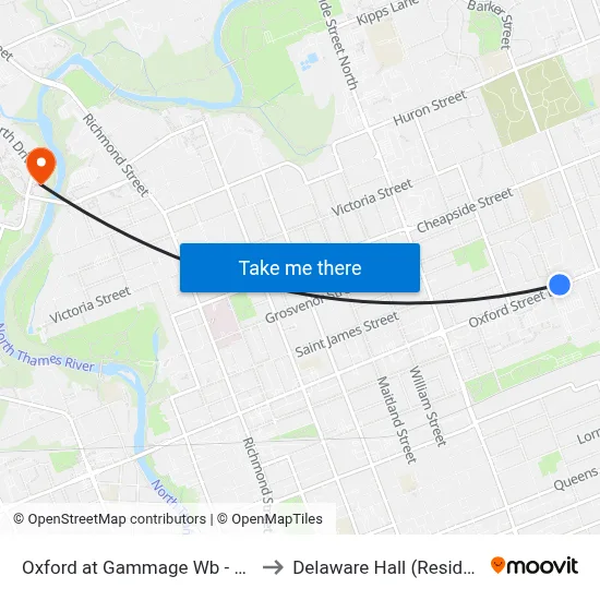 Oxford at Gammage Wb - #1297 to Delaware Hall (Residence) map
