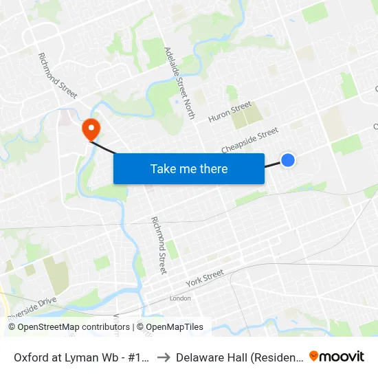 Oxford at Lyman Wb - #1319 to Delaware Hall (Residence) map