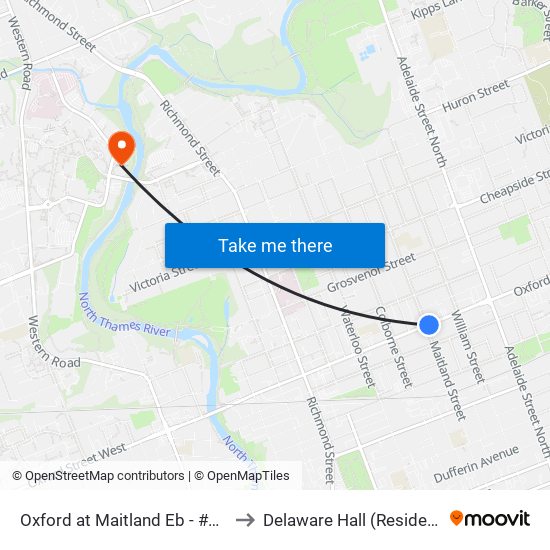 Oxford at Maitland Eb - #1320 to Delaware Hall (Residence) map