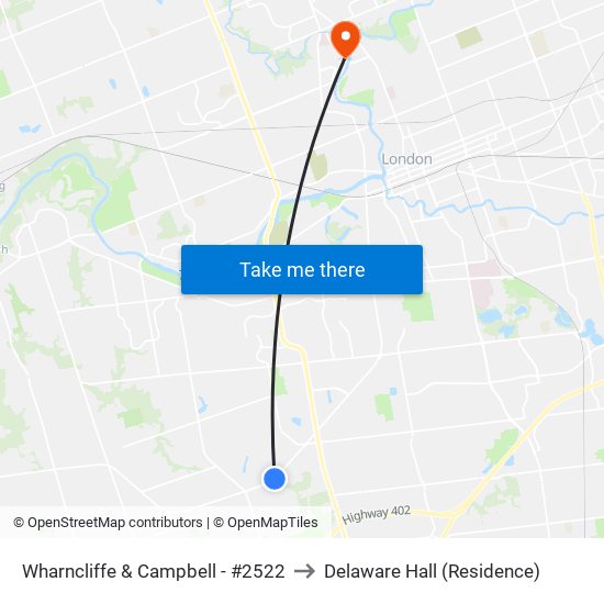 Wharncliffe at Campbell Wb - #2522 to Delaware Hall (Residence) map