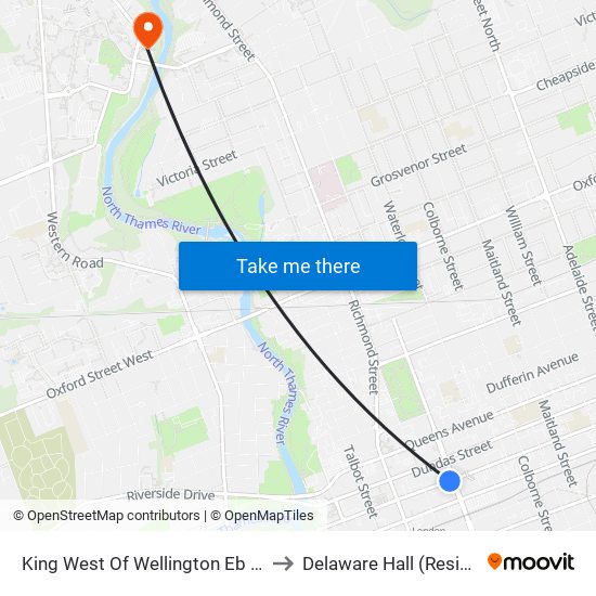 King West Of Wellington Eb - #2916 to Delaware Hall (Residence) map