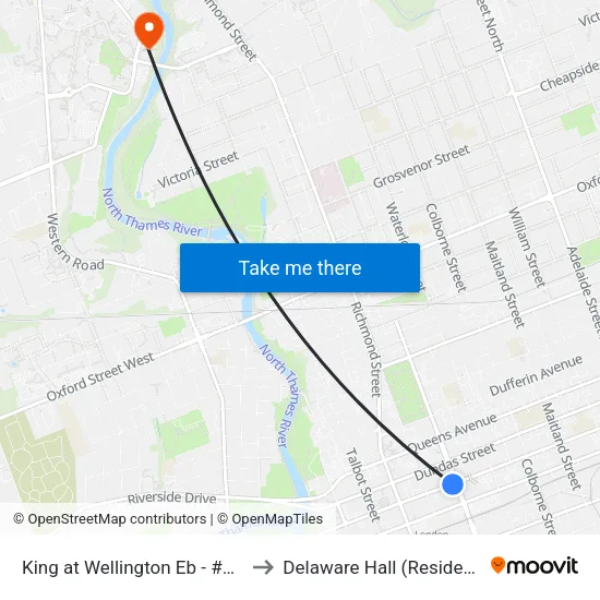 King at Wellington Station Eb - #2916 to Delaware Hall (Residence) map