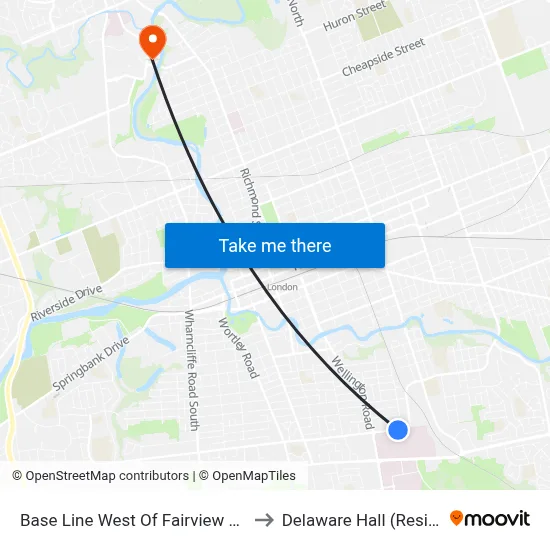 Base Line West Of Fairview Eb - #190 to Delaware Hall (Residence) map