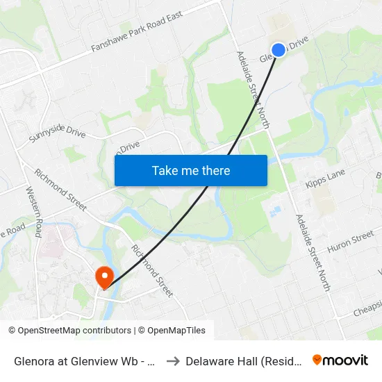 Glenora at Glenview Wb - #2473 to Delaware Hall (Residence) map