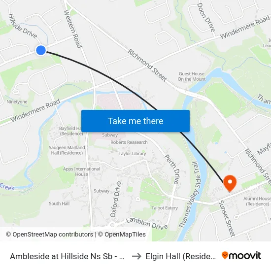 Ambleside at Hillside Ns Sb - #2783 to Elgin Hall (Residence) map
