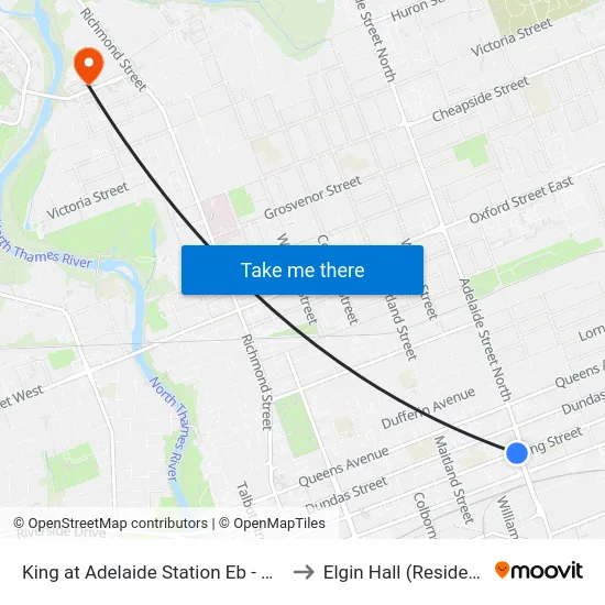 King at Adelaide Station Eb - #2962 to Elgin Hall (Residence) map