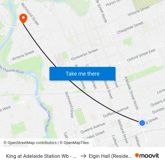 King at Adelaide Station Wb - #2963 to Elgin Hall (Residence) map