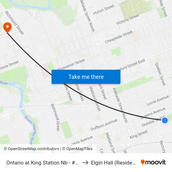 Ontario at King Station Nb - #2972 to Elgin Hall (Residence) map