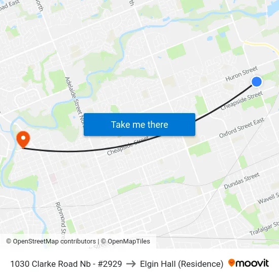 1030 Clarke Road Nb - #2929 to Elgin Hall (Residence) map