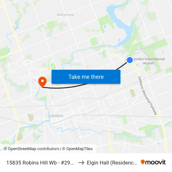 15835 Robins Hill Wb - #2931 to Elgin Hall (Residence) map