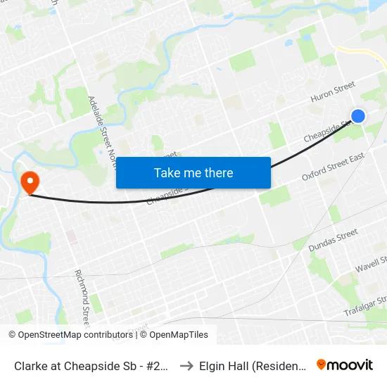 Clarke at Cheapside Sb - #2947 to Elgin Hall (Residence) map