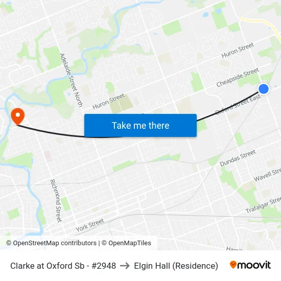 Clarke at Oxford Sb - #2948 to Elgin Hall (Residence) map