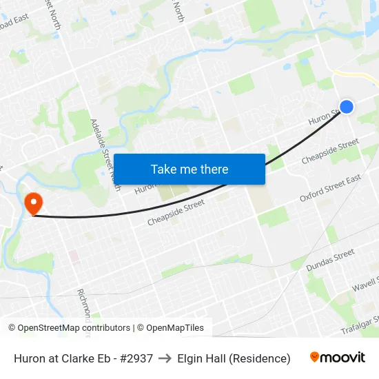 Huron at Clarke Eb - #2937 to Elgin Hall (Residence) map