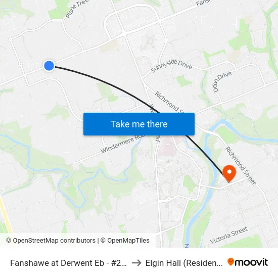 Fanshawe at Derwent Eb - #2227 to Elgin Hall (Residence) map