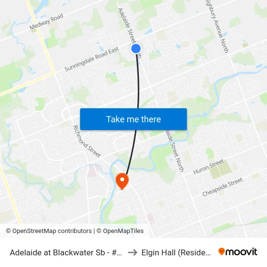 Adelaide at Blackwater Sb - #2693 to Elgin Hall (Residence) map
