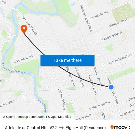 Adelaide at Central  Nb - #22 to Elgin Hall (Residence) map