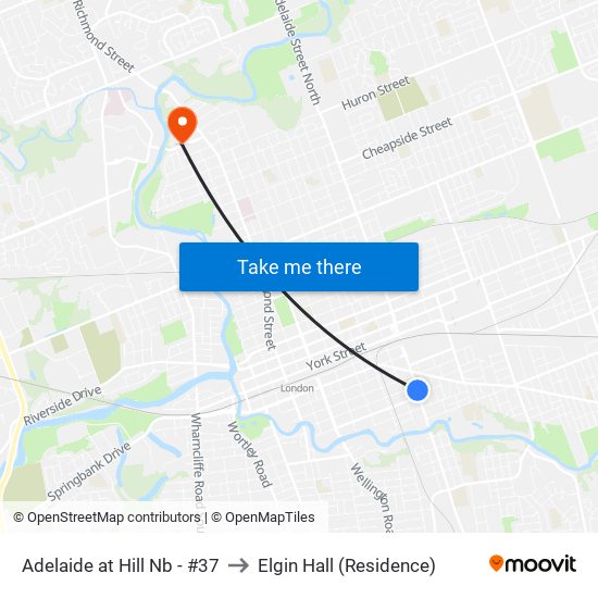 Adelaide at Hill Nb - #37 to Elgin Hall (Residence) map