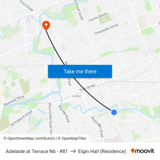 Adelaide at Terrace Nb - #81 to Elgin Hall (Residence) map