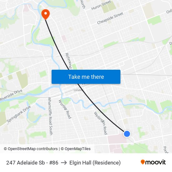 247 Adelaide Sb - #86 to Elgin Hall (Residence) map