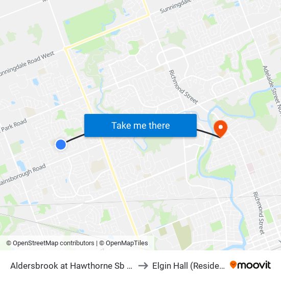 Aldersbrook at Hawthorne Sb - #129 to Elgin Hall (Residence) map