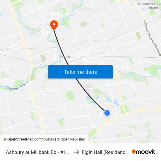 Ashbury at Millbank Eb - #168 to Elgin Hall (Residence) map