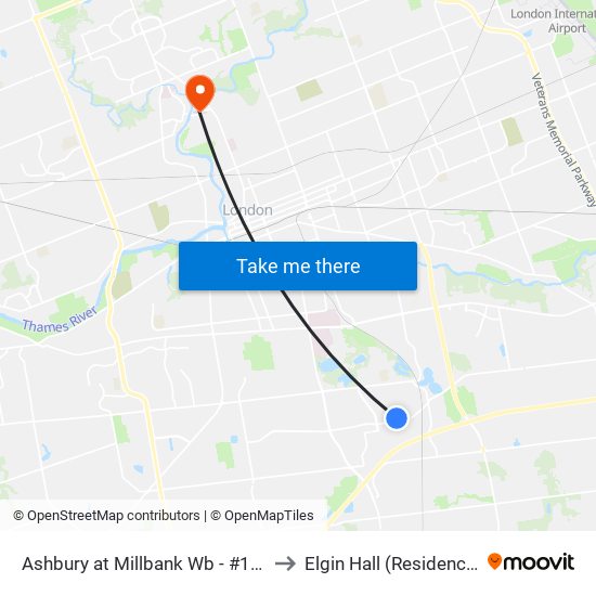 Ashbury at Millbank Wb - #169 to Elgin Hall (Residence) map