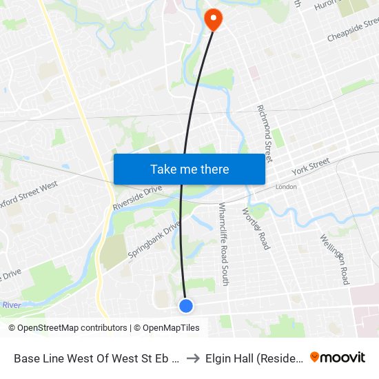 Base Line West Of West St  Eb - #213 to Elgin Hall (Residence) map