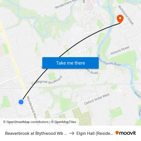 Beaverbrook at Blythwood Wb - #224 to Elgin Hall (Residence) map