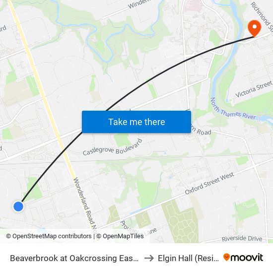 Beaverbrook at Oakcrossing East Wb - #2385 to Elgin Hall (Residence) map