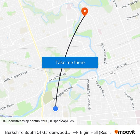 Berkshire South Of Gardenwood Sb - #2198 to Elgin Hall (Residence) map