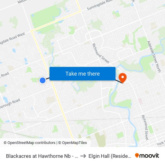 Blackacres at Hawthorne Nb - #265 to Elgin Hall (Residence) map