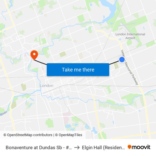 Bonaventure at Dundas Sb - #281 to Elgin Hall (Residence) map