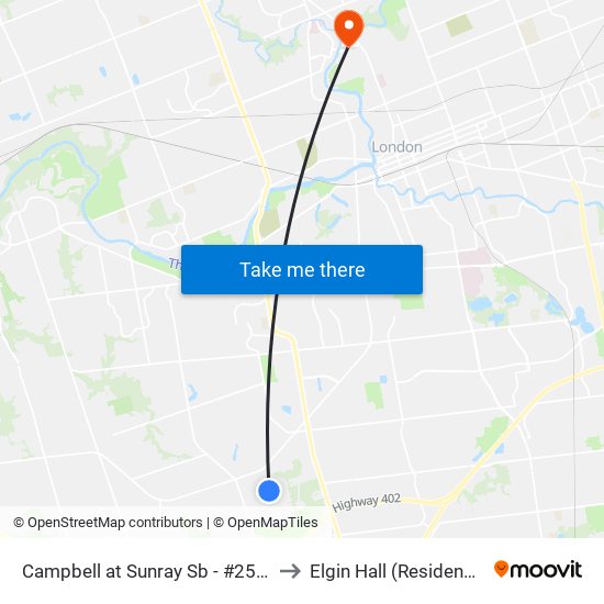 Campbell at Sunray Sb - #2507 to Elgin Hall (Residence) map