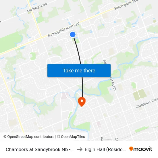 Chambers at Sandybrook Nb - #341 to Elgin Hall (Residence) map