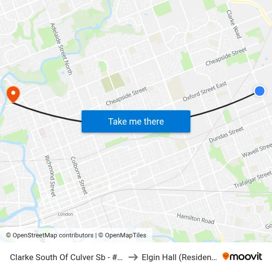 Clarke South Of Culver Sb - #400 to Elgin Hall (Residence) map