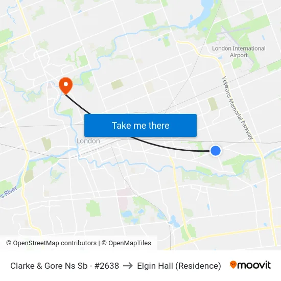 Clarke & Gore Ns Sb - #2638 to Elgin Hall (Residence) map