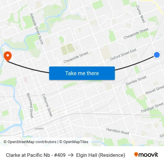 Clarke at Pacific Nb - #409 to Elgin Hall (Residence) map
