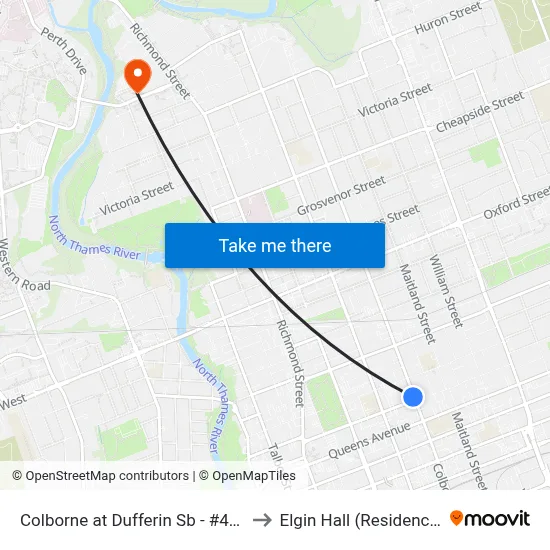Colborne at Dufferin Sb - #434 to Elgin Hall (Residence) map