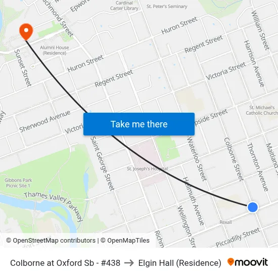 Colborne at Oxford Sb - #438 to Elgin Hall (Residence) map
