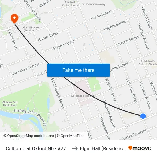 Colborne at Oxford Nb - #2799 to Elgin Hall (Residence) map
