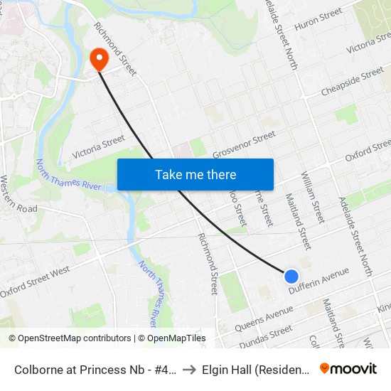 Colborne at Princess Nb - #443 to Elgin Hall (Residence) map