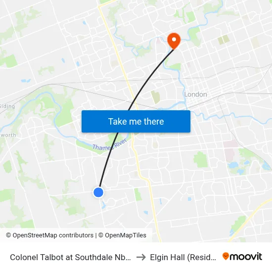 Colonel Talbot at Southdale Nb - #2619 to Elgin Hall (Residence) map