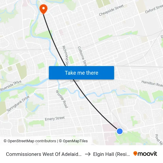 Commissioners West Of Adelaide Wb - #447 to Elgin Hall (Residence) map